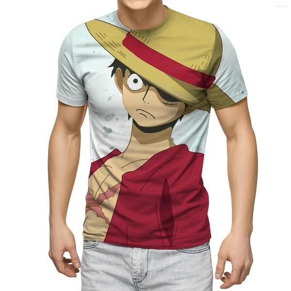 Camisetas de hombre Camiseta de una pieza de Anime Hombre MonkeyD. Ropa para niños Luffy Ropa de dibujos animados Camisa de secado rápido