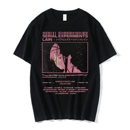 T-shirts pour hommes Anime Serial Experiments Lain T-shirt surdimensionné pour hommes T-shirts graphiques unisexe Iwakura Manga Girl Sci Fi T-shirt à manches courtes 230419