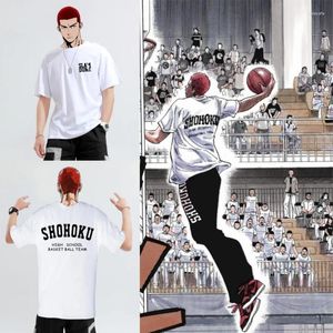 T-shirts pour hommes Anime SHOHOKU High School Basketball Team SAKURAGI RUKAWA MITSUI Training Shirt Mens Short Sleeve Casual White Tops Cotton