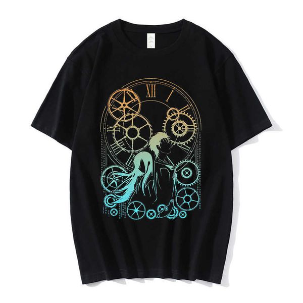 Camisetas de hombre Anime Steins Gate Camiseta Rintarou Okabe Camisetas de manga corta Manga Machine Hombres Mujeres Moda Camiseta de gran tamaño Tops de algodón L230224