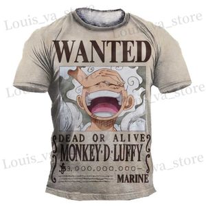 Camisetas para hombres Anime T Men T Shirt One Piece Monkeydluffy Gear Fifth Luffy Camiseta Boy Clothes Camisetas para niños Campas de ropa para niños Tops T240419