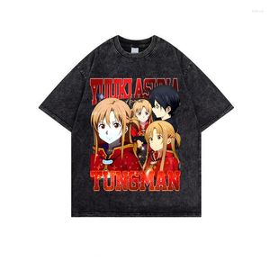 Mannen T Shirts Anime Tees Mannen T-shirt Sword Art Online Gewassen Katoen Zomer Casual Korte Mouw Hip Hop Streetwear manga T-shirts