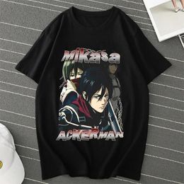 T-shirts pour hommes Animes T-shirts Ackerman Eren Yeager Mikasa Chemise Mode Vintage Tee Unisexe High Street AOT T-Shirts Hauts