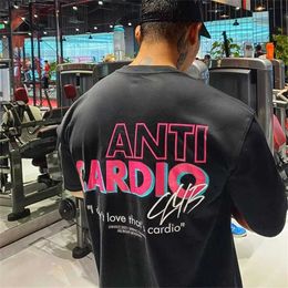 T-shirts hommes Anti Cardio Hommes T-shirt Été Casual Court Slves Coton T-shirt Gym Mâle Formation Entraînement T Tops Mode Femmes T-shirt 2023 T240401