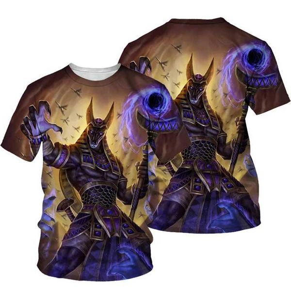 Camisetas para hombres Anubis Men estampados 3D Camiseta Summer O Neck Slve Tops Ts TS Ancient Egipt Style Man Clothing Fashion Vintage Camisetas 4xl T240505