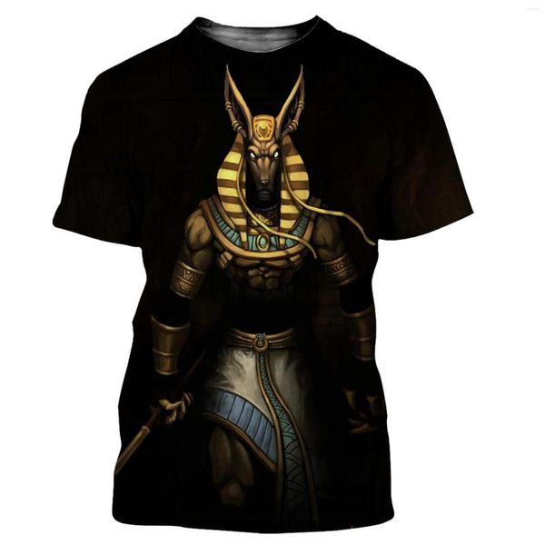 Camisetas para hombre, Camiseta con estampado 3D de Anubis, camiseta informal de moda de verano para hombre y mujer, ropa de calle Harajuku, camisetas de gran tamaño