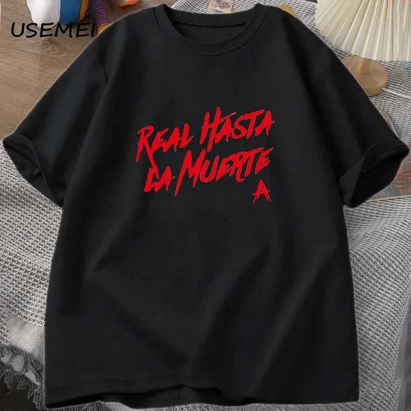 Camisetas para hombres Anuel aa Real Hasta La Muerte Camiseta Mens Algodón gráfico de manga corta Hombres de verano de gran tamaño Q240515