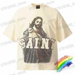 T-shirts hommes Abricot Saint Michael Jésus Imprimer T-shirt Hommes Femmes 1 1 Meilleure qualité 2024ss Oversize Top T-shirt T240325