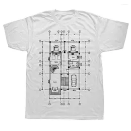 T-shirts pour hommes Architecture House Plan d'étage Graphique Coton Streetwear Manches courtes Cadeaux d'anniversaire Style d'été T-shirt Vêtements pour hommes
