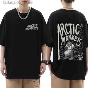 T-shirts masculins T-shirt inspiré de singe arctique - Liste d'albums Graffiti Retro Mens Hip Hop Punk Punk Short Sleeve Q240425