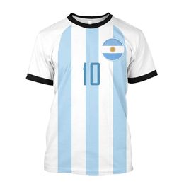 T-shirts voor heren Argentinië Heren T-shirt Harajuku Uniform Summer T-shirt 3D Gedrukte korte mouw T-shirt 2022 Z0328