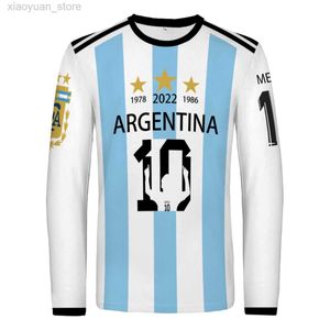 T-shirts voor heren Argentinië Soccer Jersey National Team Flag T-shirt Originele kind volwassen T-shirt voetbalshirt Argentinië M230408