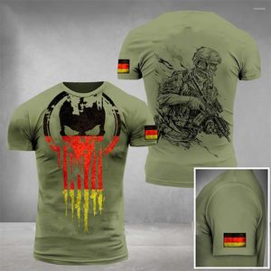 Heren t shirts leger heren t-shirts Duitse veteranen soldaten geprinten o-neck korte mouwen casual straat coole kleding groot formaat tops