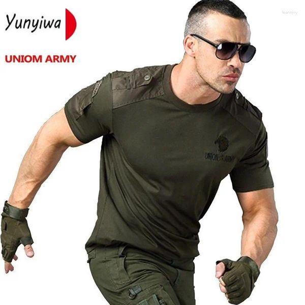 Camisetas para hombre, camisa militar, estilo militar, camiseta táctica, verde urbano, uniforme de carga, camiseta masculina de manga corta negra