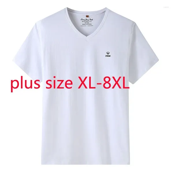 Heren T-shirts Collectie Supergroot Zomer Heren Mode Casual Gebreid overhemd met korte mouwen en V-hals Grote maten XL 2XL 3XL 4XL 5XL 6XL 7XL 8XL
