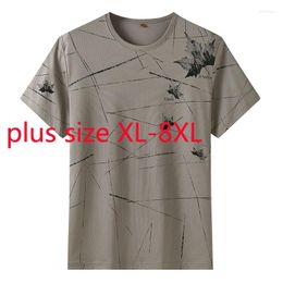 Heren t shirts aankomst jonge zomer ronde nek bedrukte korte mouw gebreide shirt mode katoen casual oversized mannen plus maat 2xl-8xl