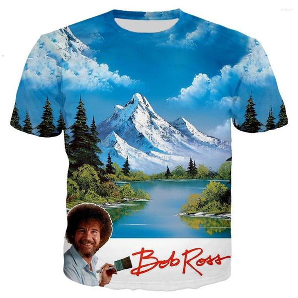 Camisetas para hombre llegan clásico Bob Ross estampado 3D hombres mujeres moda camisa fresca/sudaderas con capucha/sudaderas/chaleco/Tops Drop