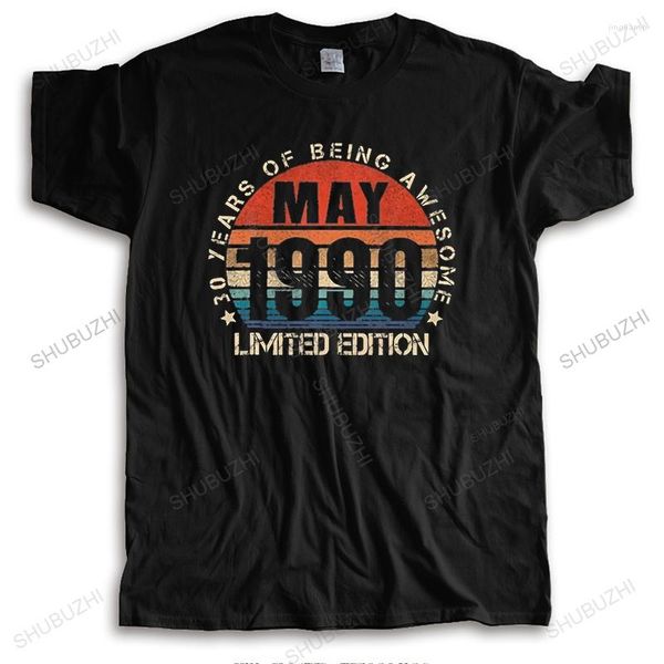 Camisetas para hombre, camiseta holgada de algodón de verano para hombre, camiseta negra Retro a la moda de mayo de 1990, camiseta de alta calidad para 30 cumpleaños para hombre