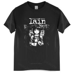 T-shirts pour hommes arrivés T-shirt pour hommes Expériences en série Lain Tshirt Hommes Coton Harajuku Japon Manga Iwakura Tees Homme T-shirt noir 230419
