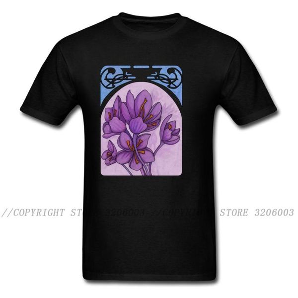Camisetas para hombre Art Nouveau Saffron 2023, camiseta informal, camiseta Floral de verano, camiseta de manga corta de talla grande, camiseta negra familiar, venta al por mayor