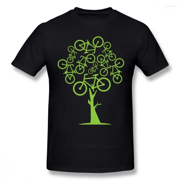 Camisetas para hombre Imagen artística Camisa verde con árbol de bicicleta para hombre Slim Fit Swag Camiseta de talla grande Camiseta Regalo de Navidad Camiseta Tela de algodón