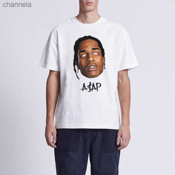 T-shirts pour hommes ASAP Rocky AAP Portrait Graphic Aesthetics T-shirts Hommes Femmes Hip Hop Coton À Manches Courtes Lâche Couple Top Casual Harajuku Tee