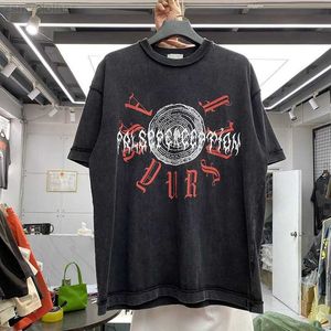 T-shirts pour hommes Ask 2023ss Mode Nouveau Printemps Et Été Imprimé Pur Coton De Haute Qualité Rétro Col Rond Inversé De Voiture T-Shirt