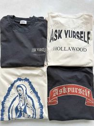 T-shirts voor heren Askyurself Zomer nieuwe collectie High street American Water Wash Letter Print Hoge kwaliteit Heren Dames 1 1 Oversized T-shirt T231127
