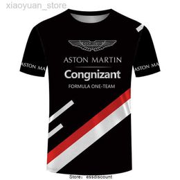 T-shirts pour hommes Aston Martin F1 2023 Vente chaude Impression 3D Col rond Respirant Tops décontractés T-shirt surdimensionné pour hommes 3M411 3M411