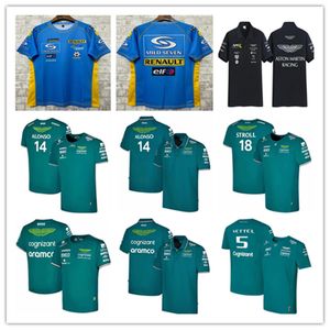 T-shirts voor heren Aston Martin Jersey T-shirt AMF1 Polos 2023 Officiële heren Fernando Alonso 14 Stroll 18 T-shirt Formule 1 Racepak F1 Shirt Polo Moto Motorcyc Tees