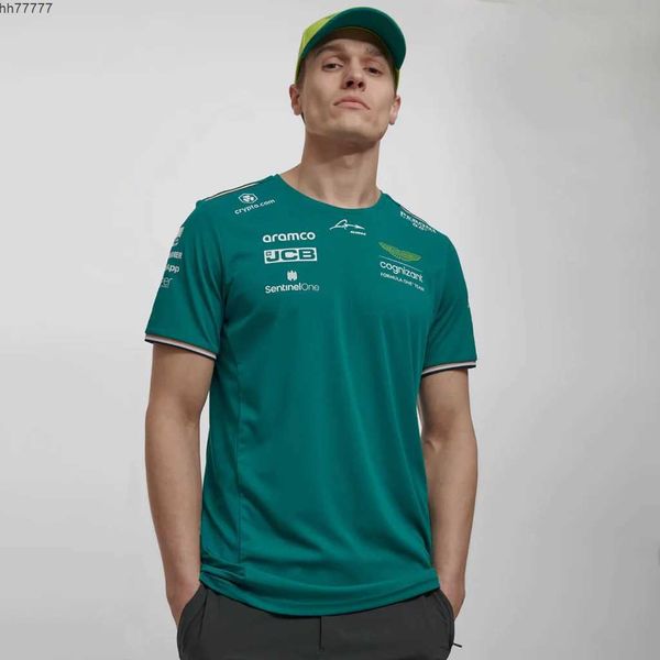 T-shirts masculins Aston Martin Official 2023 F1 Racing Drivers Fernando Alonso et conduisez l'expédition rapide de l'Espagne 7AQ6 6TL8