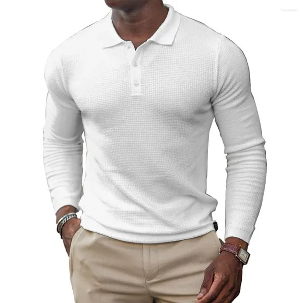 T-shirts pour hommes Athletic au cou de cou sur le cou long à manches longues avec boutons Slim Fit Muscle Tee taille M 2xl Diverses couleurs disponibles