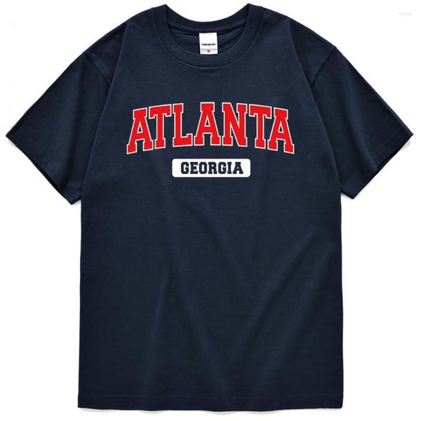 T-shirts pour hommes Atlanta Géorgie Imprimer T-shirt Hommes Hip Hop Graphique Harajuku Casual Manches Courtes Alphabet Coton Respirant T-shirts Homme
