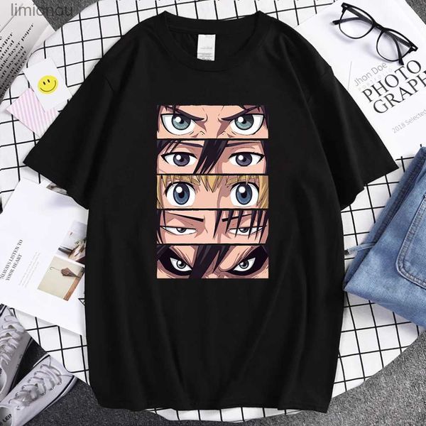 Camisetas para hombre Attack On Titan Japón Camiseta con estampado de anime para hombre Ropa de gran tamaño S-XXXL Camiseta vintage de verano Camisetas de moda de dibujos animados MenL240108