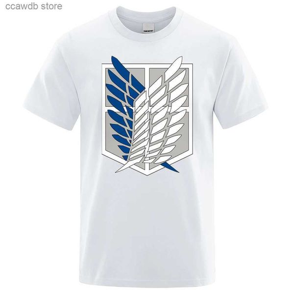 T-shirts pour hommes Attaque sur Titan T-shirt Wings of Freedom T-shirt imprimé Hommes Lâche Casual Manches courtes T-shirts en coton d'été O-Cou Top respirant T240105
