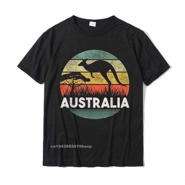 Camisetas de los hombres Camiseta del día de Australia Camiseta divertida del regalo de la vendimia del canguro australiano Hombres Funky Casual Tops Camisa de algodón Camisetas de moda 022223H