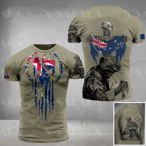 T-shirts voor heren Australië Flag 3D Print T-shirts voor mannen Fashion Sumemr Veteraan Korte Slve O-Neck Grafische oversized camouflage Ademend Tops T240419