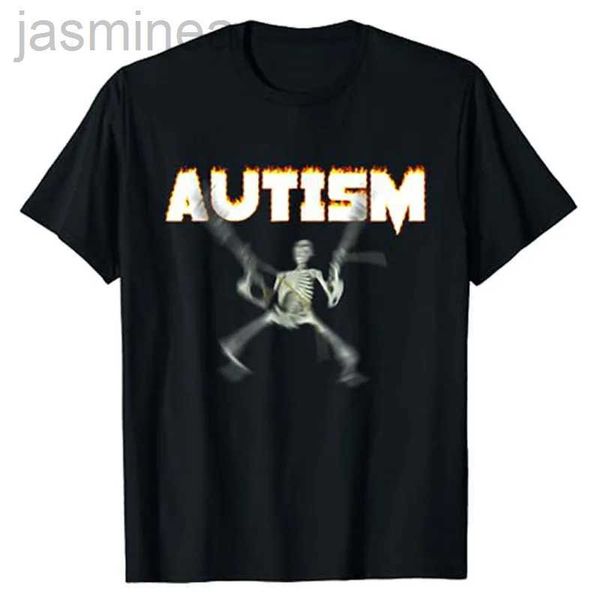 Camisetas para hombre Autismo Esqueleto Meme Camiseta Humor Divertido Estampado de calavera Regalos de disfraces de Halloween Conciencia del autismo Camiseta gráfica neurodivergente Y2k Top240111