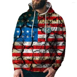 Heren t shirts herfst 3d fun merkontwerp Amerikaanse vlag hoodie mode mannen en vrouwen sport streetwear skateboard dunne pullover