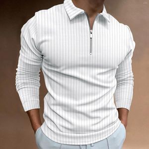 T-Shirt à manches longues pour homme, vêtement de loisirs, couleur unie, de haute qualité, boutonné à revers, taille européenne, automne et printemps