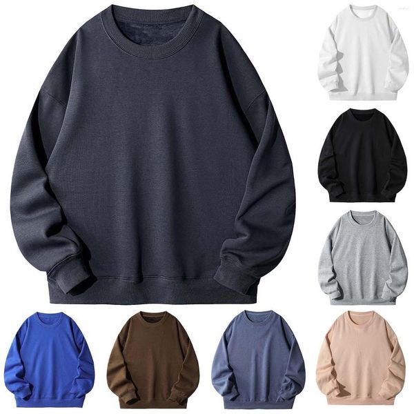 T-shirts pour hommes automne et hiver 400g imitation coton chinois H solide col rond pull mode décontracté polyvalent