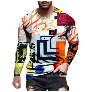 Heren t shirts herfst en winterkleding mangas largas para hombre casual mode print o-neck lange mouwen top shirt 2022