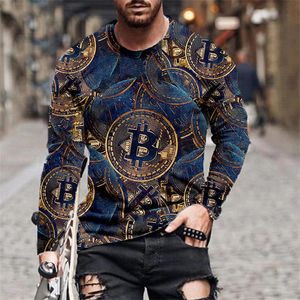 Camisetas de Hombre de otoño para Hombre de gran tamaño Vintage de manga larga camisetas de moda Harajuku étnico impreso O cuello camisetas Playeras Hombre 230204