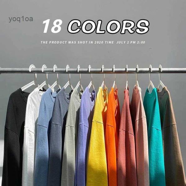 T-shirts pour hommes Automne Nouveau T-shirt à manches longues pour hommes Lâche Corée Tendance Chemise de fond Unisexe Solid O-Cou Y2K Blouse Undershirt Couple Tees