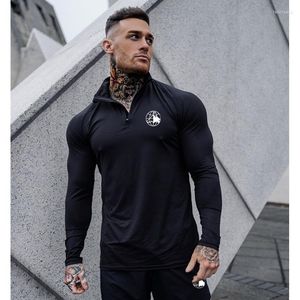 T-shirts pour hommes Automne Col roulé à séchage rapide Manches longues Gymnases Vêtements Collants T-shirts de fitness pour hommes Sports musculaires Course à pied Stretch Trainin