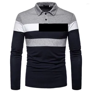 Camisetas para hombre Otoño Tri Color Combinación Moda Casual Polo Camisa de manga larga Ropa de hombre