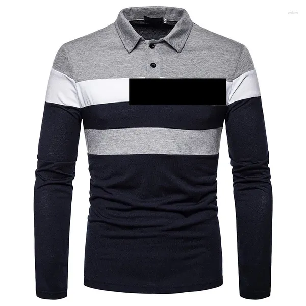 T-shirts pour hommes Automne Tri Color Combinaison Mode Casual Polo Chemise à manches longues Hommes Vêtements