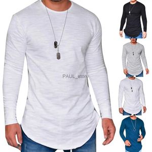 T-shirts hommes Automne Hiver T-shirt Hommes Bas Prix À Manches Longues Hommes T-shirts Slims O-cou Solide Vêtements T-shirt Rue Casual Coton PulloverL2312.21