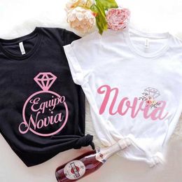 T-shirts voor heren vrijgezellenfeest T-shirt Evjf Women Bridal Shower Spaans team Bruid Squad T-shirt Single Farewell T Wedding Hen Party Tops T240506