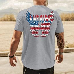 Camisetas para hombres Back Men Print Spring Top Day Round Celebration and Shirt Short Independence Neck Tall Mens manga larga para